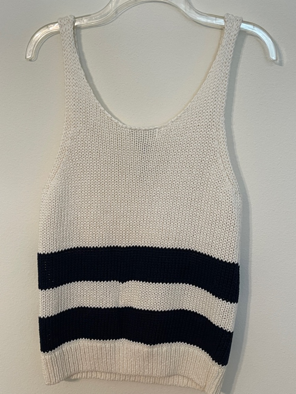 NWT Banana Republic Cream & Navy Striped Sweater Knit Tank - Picture 4 of 14